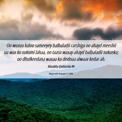 Picture 06 - Boqorradii Kowaad 7:7 SOM - Oo wuxuu kaloo sameeyey balbaladii carshiga oo - Bible Verse Picture