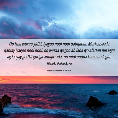 Picture 06 - Boqorradii Labaad 10:14 SOM - Oo isna wuxuu yidhi, iyagoo nool nool qabqabta. - Bible Verse Picture