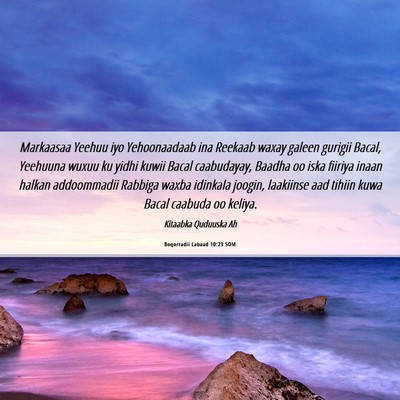 Picture 06 - Boqorradii Labaad 10:23 SOM - Markaasaa Yeehuu iyo Yehoonaadaab ina Reekaab - Bible Verse Picture