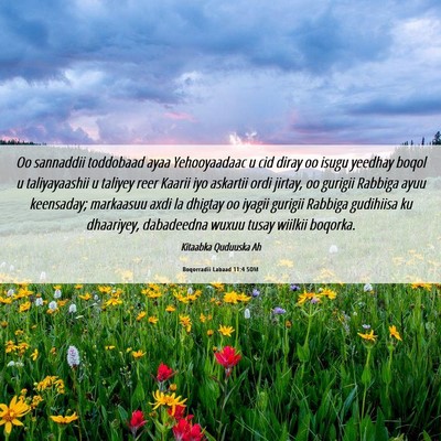 Picture 06 - Boqorradii Labaad 11:4 SOM - Oo sannaddii toddobaad ayaa Yehooyaadaac u cid - Bible Verse Picture