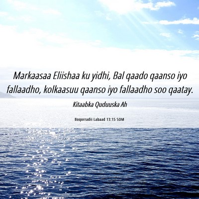 Picture 06 - Boqorradii Labaad 13:15 SOM - Markaasaa Eliishaa ku yidhi, Bal qaado qaanso iyo - Bible Verse Picture