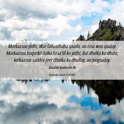 Picture 06 - Boqorradii Labaad 13:18 SOM - Markaasuu yidhi, War fallaadhaha qaado, oo isna - Bible Verse Picture
