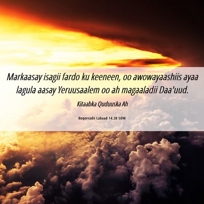 Picture 06 - Boqorradii Labaad 14:20 SOM - Markaasay isagii fardo ku keeneen, oo - Bible Verse Picture