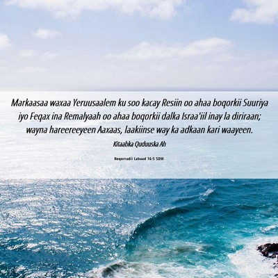 Picture 06 - Boqorradii Labaad 16:5 SOM - Markaasaa waxaa Yeruusaalem ku soo kacay Resiin - Bible Verse Picture