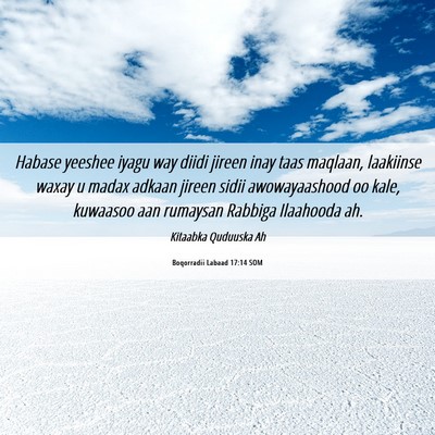 Picture 06 - Boqorradii Labaad 17:14 SOM - Habase yeeshee iyagu way diidi jireen inay taas - Bible Verse Picture
