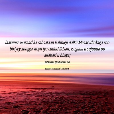 Picture 06 - Boqorradii Labaad 17:36 SOM - laakiinse waxaad ka cabsataan Rabbigii dalkii - Bible Verse Picture