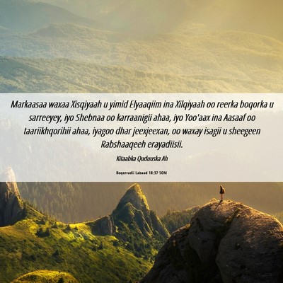 Picture 06 - Boqorradii Labaad 18:37 SOM - Markaasaa waxaa Xisqiyaah u yimid Elyaaqiim ina - Bible Verse Picture