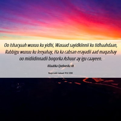 Picture 06 - Boqorradii Labaad 19:6 SOM - Oo Ishacyaah wuxuu ku yidhi, Waxaad sayidkiinnii - Bible Verse Picture