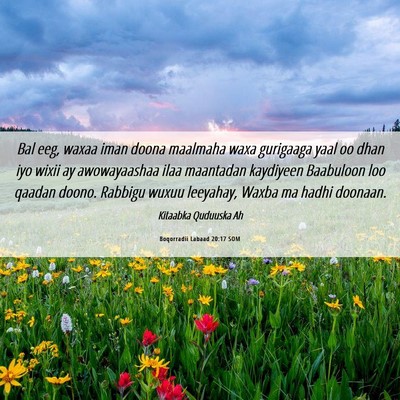Picture 06 - Boqorradii Labaad 20:17 SOM - Bal eeg, waxaa iman doona maalmaha waxa gurigaaga - Bible Verse Picture