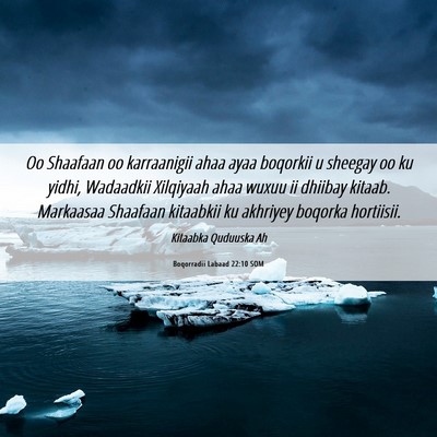 Picture 06 - Boqorradii Labaad 22:10 SOM - Oo Shaafaan oo karraanigii ahaa ayaa boqorkii u - Bible Verse Picture
