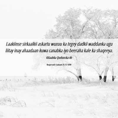 Picture 06 - Boqorradii Labaad 25:12 SOM - Laakiinse sirkaalkii askartu wuxuu ka tegey - Bible Verse Picture