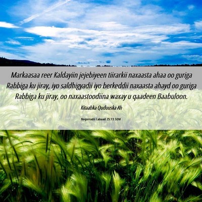 Picture 06 - Boqorradii Labaad 25:13 SOM - Markaasaa reer Kaldayiin jejebiyeen tiirarkii - Bible Verse Picture