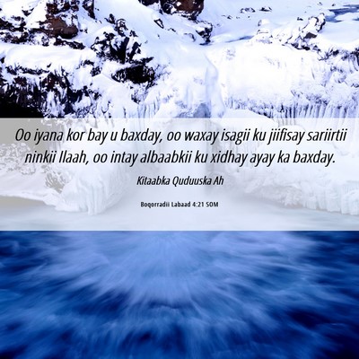 Picture 06 - Boqorradii Labaad 4:21 SOM - Oo iyana kor bay u baxday, oo waxay isagii ku - Bible Verse Picture