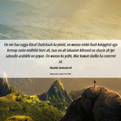 Picture 06 - Boqorradii Labaad 4:42 SOM - Oo nin baa xagga Bacal Shalishaah ka yimid, oo - Bible Verse Picture