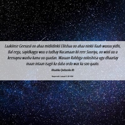 Picture 06 - Boqorradii Labaad 5:20 SOM - Laakiinse Geexasii oo ahaa midiidinkii Eliishaa - Bible Verse Picture