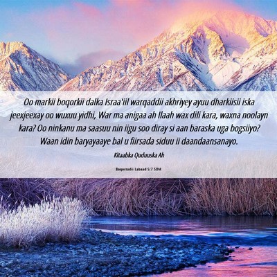 Picture 06 - Boqorradii Labaad 5:7 SOM - Oo markii boqorkii dalka Israa'iil warqaddii - Bible Verse Picture