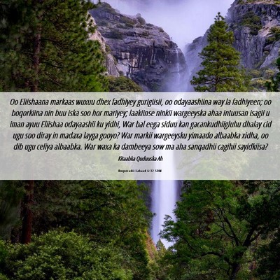 Picture 06 - Boqorradii Labaad 6:32 SOM - Oo Eliishaana markaas wuxuu dhex fadhiyey - Bible Verse Picture