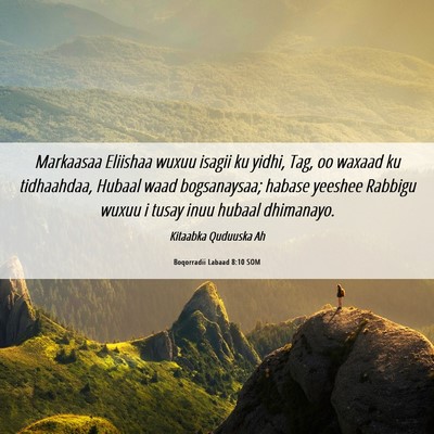 Picture 06 - Boqorradii Labaad 8:10 SOM - Markaasaa Eliishaa wuxuu isagii ku yidhi, Tag, oo - Bible Verse Picture