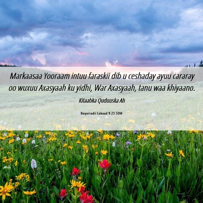 Picture 06 - Boqorradii Labaad 9:23 SOM - Markaasaa Yooraam intuu faraskii dib u ceshaday - Bible Verse Picture