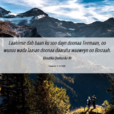 Picture 06 - Caamoos 1:12 SOM - Laakiinse dab baan ku soo dayn doonaa Teemaan, oo - Bible Verse Picture
