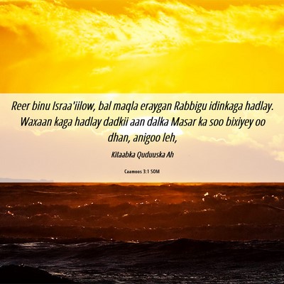 Picture 06 - Caamoos 3:1 SOM - Reer binu Israa'iilow, bal maqla eraygan Rabbigu - Bible Verse Picture