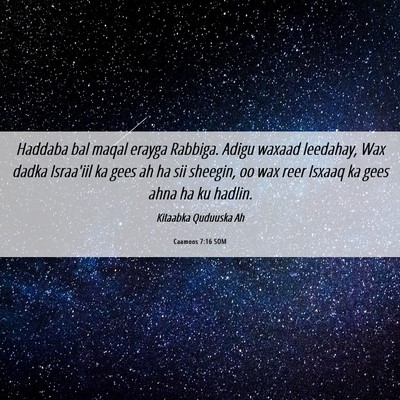 Picture 06 - Caamoos 7:16 SOM - Haddaba bal maqal erayga Rabbiga. Adigu waxaad - Bible Verse Picture