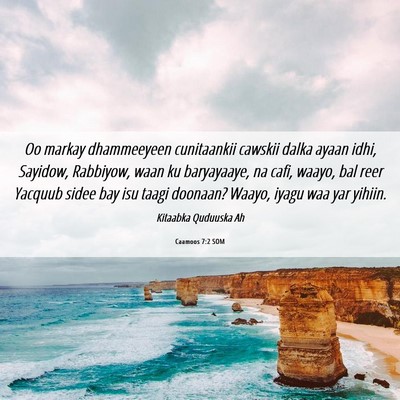 Picture 06 - Caamoos 7:2 SOM - Oo markay dhammeeyeen cunitaankii cawskii dalka - Bible Verse Picture