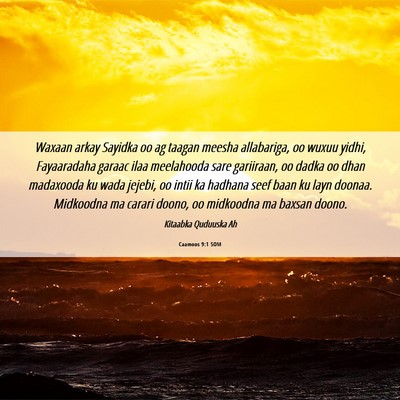 Picture 06 - Caamoos 9:1 SOM - Waxaan arkay Sayidka oo ag taagan meesha - Bible Verse Picture