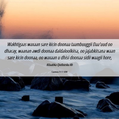 Picture 06 - Caamoos 9:11 SOM - Wakhtigaas waxaan sare kicin doonaa taambuuggii - Bible Verse Picture
