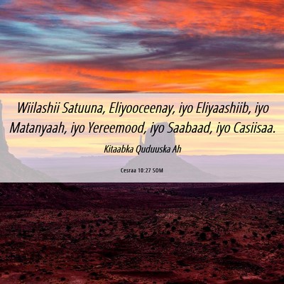 Picture 06 - Cesraa 10:27 SOM - Wiilashii Satuuna, Eliyooceenay, iyo Eliyaashiib, - Bible Verse Picture