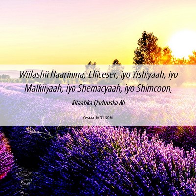 Picture 06 - Cesraa 10:31 SOM - Wiilashii Haarimna, Eliiceser, iyo Yishiyaah, iyo - Bible Verse Picture