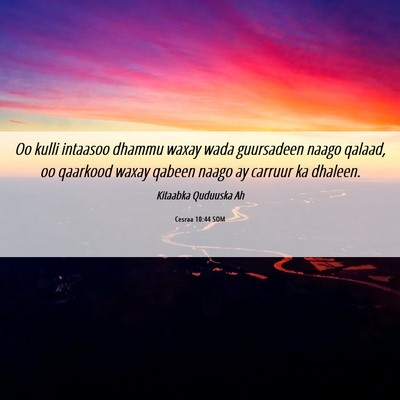 Picture 06 - Cesraa 10:44 SOM - Oo kulli intaasoo dhammu waxay wada guursadeen - Bible Verse Picture