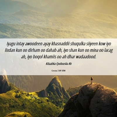 Picture 06 - Cesraa 2:69 SOM - Iyagu intay awoodeen ayay khasnaddii shuqulka - Bible Verse Picture