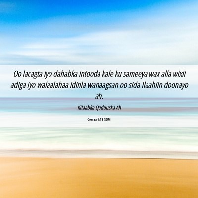 Picture 06 - Cesraa 7:18 SOM - Oo lacagta iyo dahabka intooda kale ku sameeya - Bible Verse Picture
