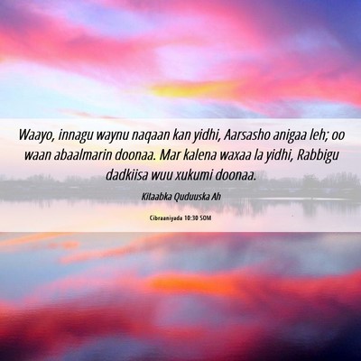 Picture 06 - Cibraaniyada 10:30 SOM - Waayo, innagu waynu naqaan kan yidhi, Aarsasho - Bible Verse Picture