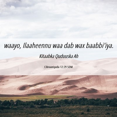 Picture 06 - Cibraaniyada 12:29 SOM - waayo, Ilaaheennu waa dab wax - Bible Verse Picture