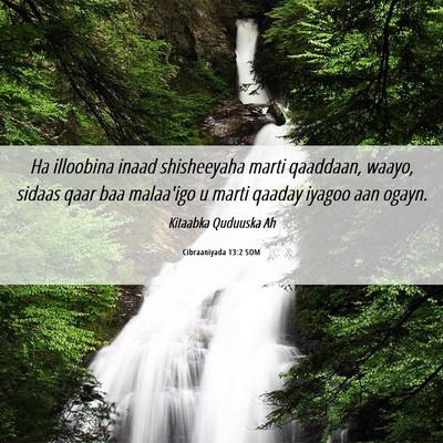 Picture 06 - Cibraaniyada 13:2 SOM - Ha illoobina inaad shisheeyaha marti qaaddaan, - Bible Verse Picture