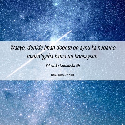 Picture 06 - Cibraaniyada 2:5 SOM - Waayo, dunida iman doonta oo aynu ka hadalno - Bible Verse Picture