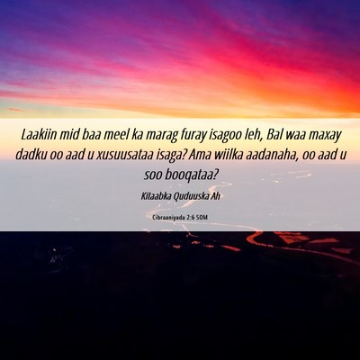 Picture 06 - Cibraaniyada 2:6 SOM - Laakiin mid baa meel ka marag furay isagoo leh, - Bible Verse Picture
