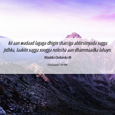 Picture 06 - Cibraaniyada 7:16 SOM - kii aan wadaad lagaga dhigin sharciga - Bible Verse Picture