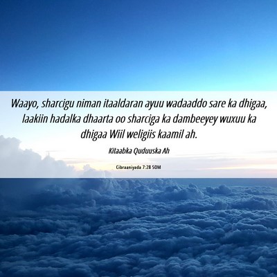 Picture 06 - Cibraaniyada 7:28 SOM - Waayo, sharcigu niman itaaldaran ayuu wadaaddo - Bible Verse Picture