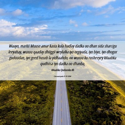 Picture 06 - Cibraaniyada 9:19 SOM - Waayo, markii Muuse amar kasta kula hadlay dadka - Bible Verse Picture