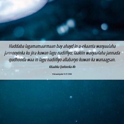 Picture 06 - Cibraaniyada 9:23 SOM - Haddaba lagamamaarmaan bay ahayd in u-ekaanta - Bible Verse Picture