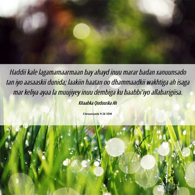 Picture 06 - Cibraaniyada 9:26 SOM - Haddii kale lagamamaarmaan bay ahayd inuu marar - Bible Verse Picture