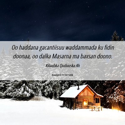 Picture 06 - Daanyeel 11:42 SOM - Oo haddana gacantiisuu waddammada ku fidin - Bible Verse Picture