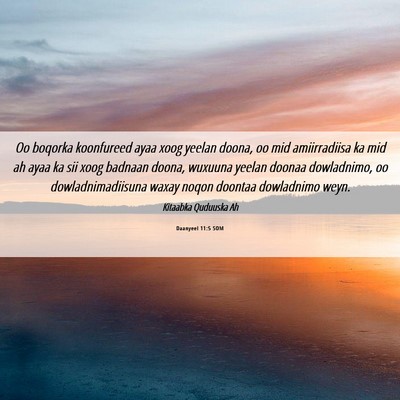 Picture 06 - Daanyeel 11:5 SOM - Oo boqorka koonfureed ayaa xoog yeelan doona, oo - Bible Verse Picture