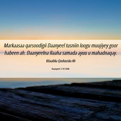 Picture 06 - Daanyeel 2:19 SOM - Markaasaa qarsoodigii Daanyeel tusniin loogu - Bible Verse Picture