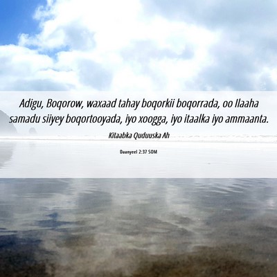 Picture 06 - Daanyeel 2:37 SOM - Adigu, Boqorow, waxaad tahay boqorkii boqorrada, - Bible Verse Picture