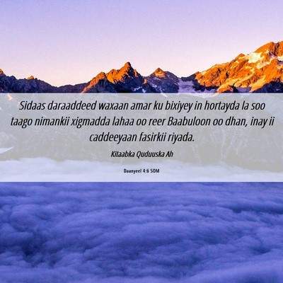 Picture 06 - Daanyeel 4:6 SOM - Sidaas daraaddeed waxaan amar ku bixiyey in - Bible Verse Picture