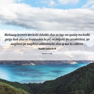 Picture 06 - Daanyeel 5:3 SOM - Markaasay keeneen weelashii dahabka ahaa oo laga - Bible Verse Picture